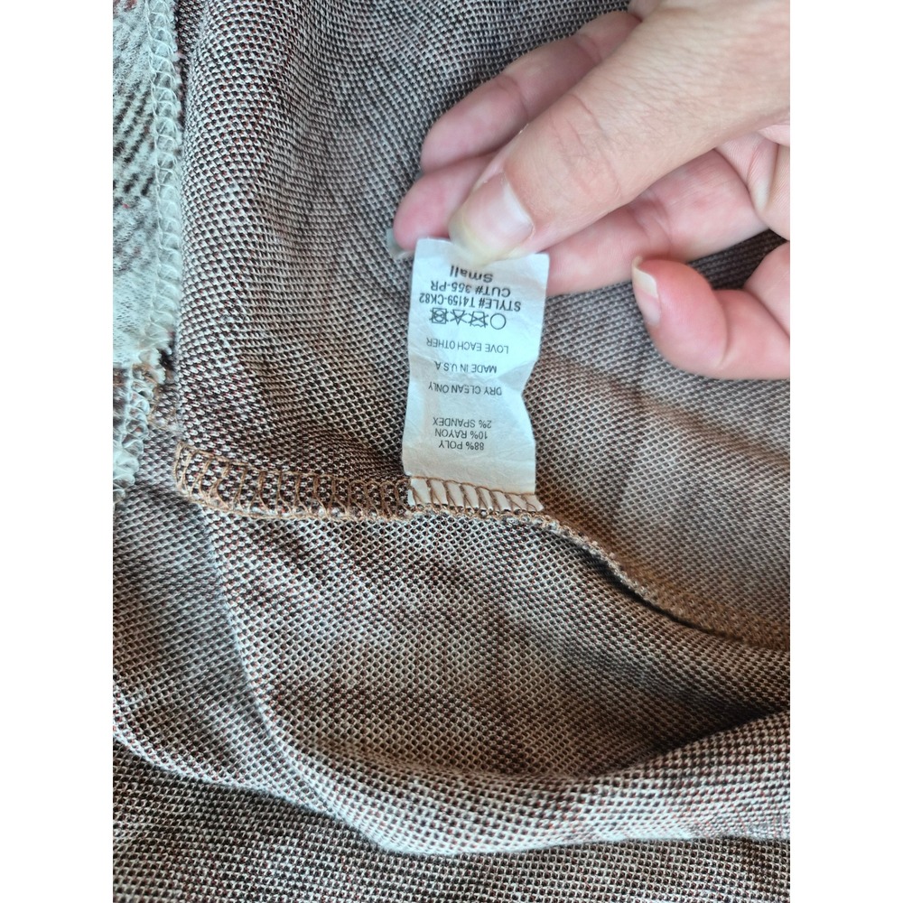 Reborn J Womens Plaid Hooded Shacket Brown Cream Button Front T14159-CK82 Small - Picture 3 of 6